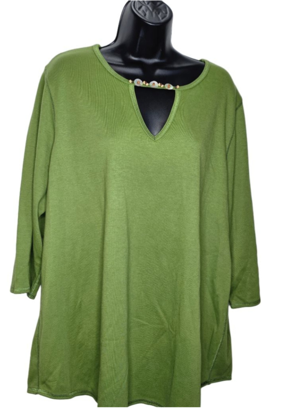 Avenue Green Tunic Top with Beaded Detail Women’s Plus Size 22 - Picture 2 of 5
